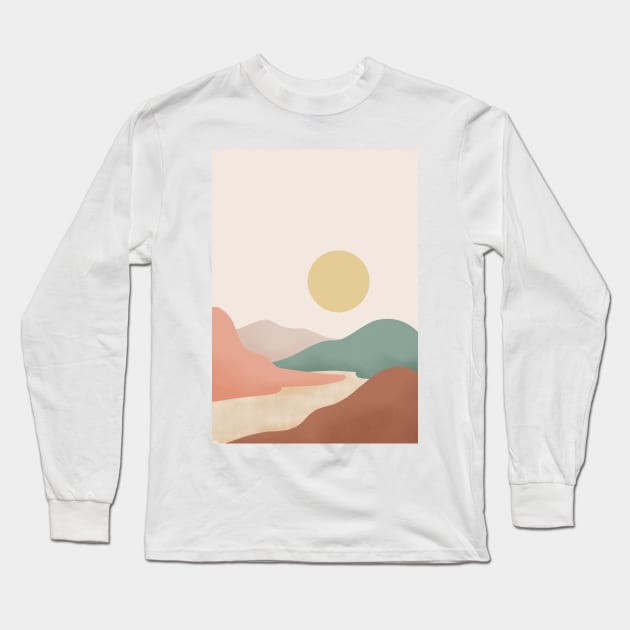 Modern Pastel Tones Mountains Long Sleeve T-Shirt by gusstvaraonica